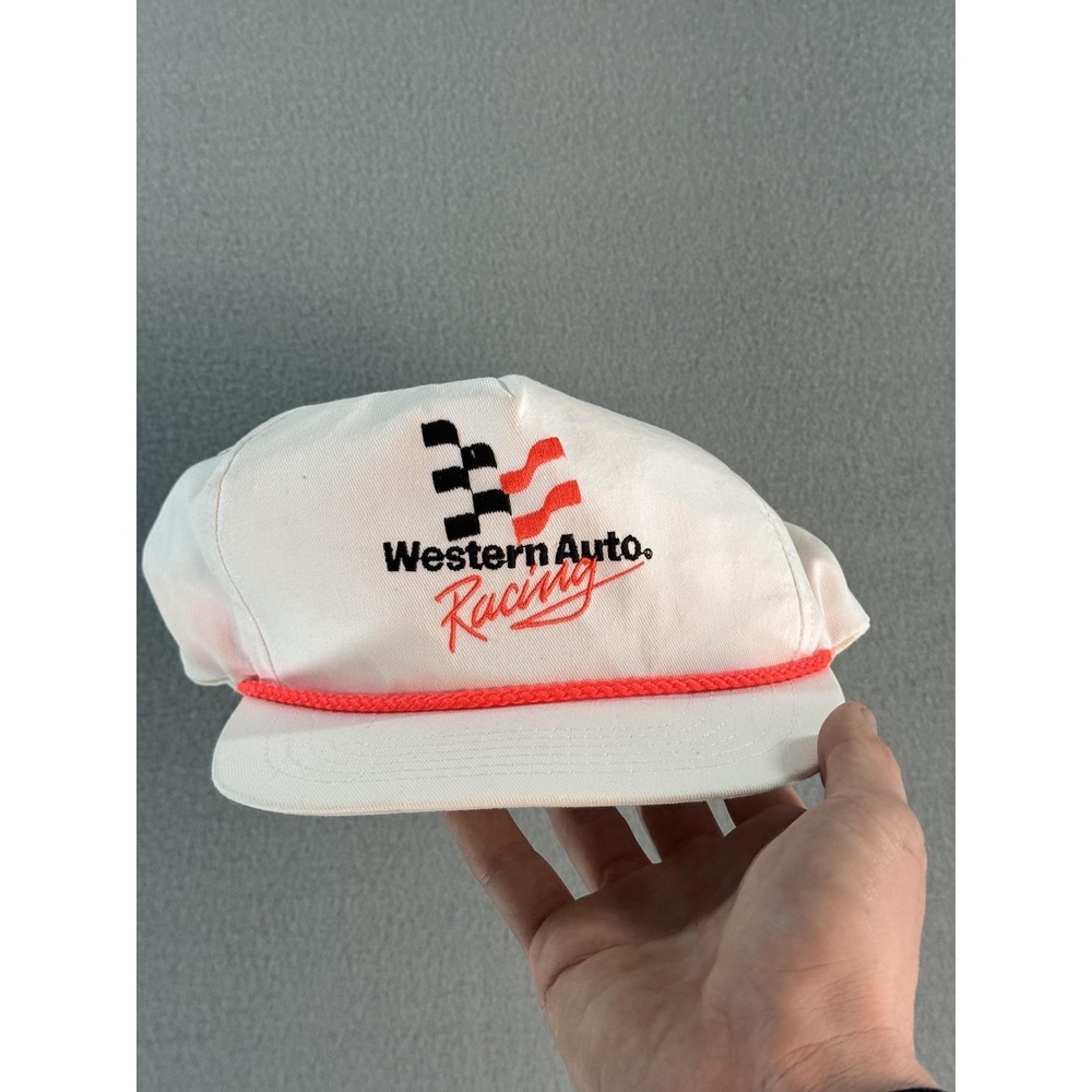 Vintage Western Auto Racing Hat Cap Snap Back Mens One Size White Morris Intl